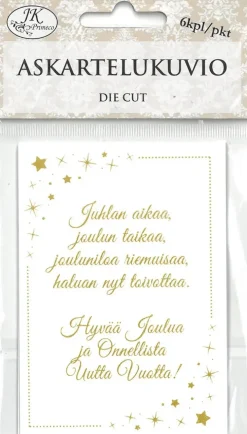 Askartelukuvio Jouluteksti Kultafolio 6Kpl/Pkt