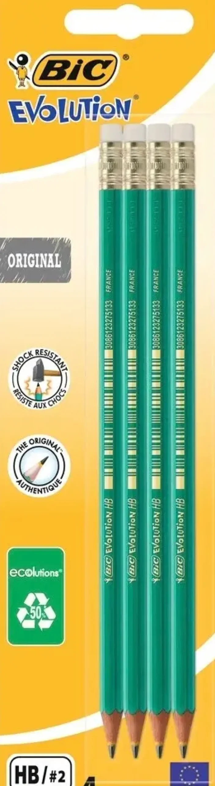 Bic Evolution Kumipainen Lyijykyna 4Kpl