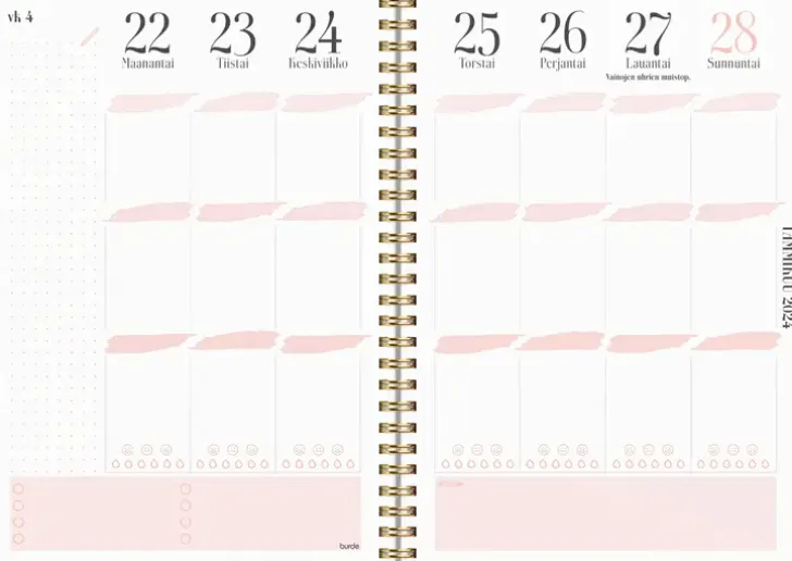 Burde Kalenteri 2024 Life Planner Pink