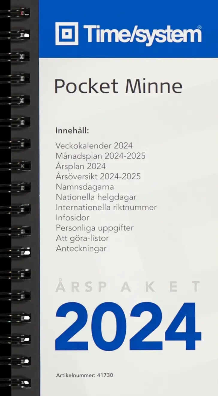 Fickkalender Time System Minne Arspaket 2024