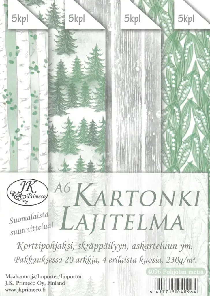 J.K. Primeco Kartonkilajitelma A6 Pohjolan Metsa 20Ark