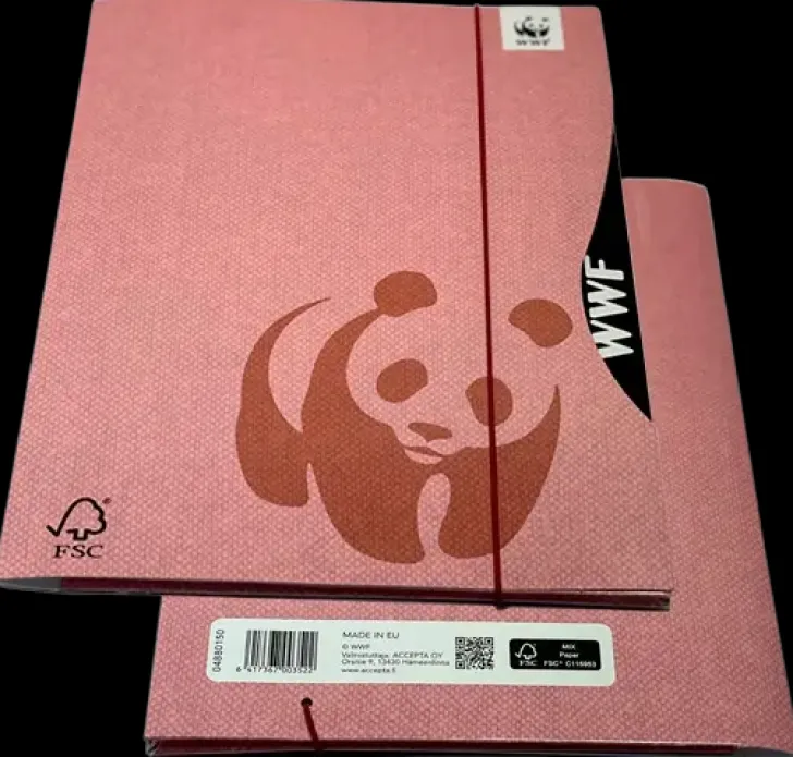 Kulmalukkokansio Wwf A4 Kuminauhalla