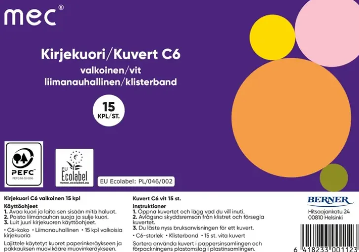 Mec Kirjekuori C6 Valkoinen 15Kpl