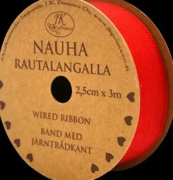 Nauha Rautalangalla Punainen 25Mm X3M